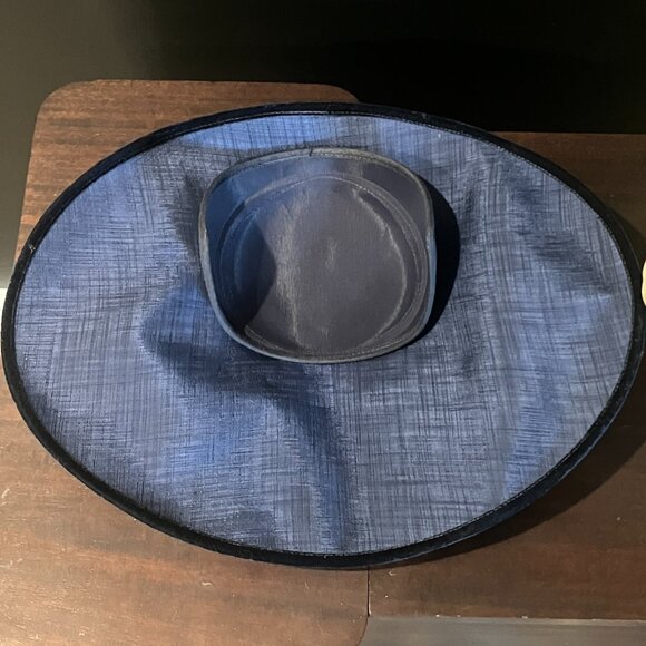 Vintage Navy Blue Handmade Asymmetric Fascinator Hat with Lace & Velvet Accents main image 8